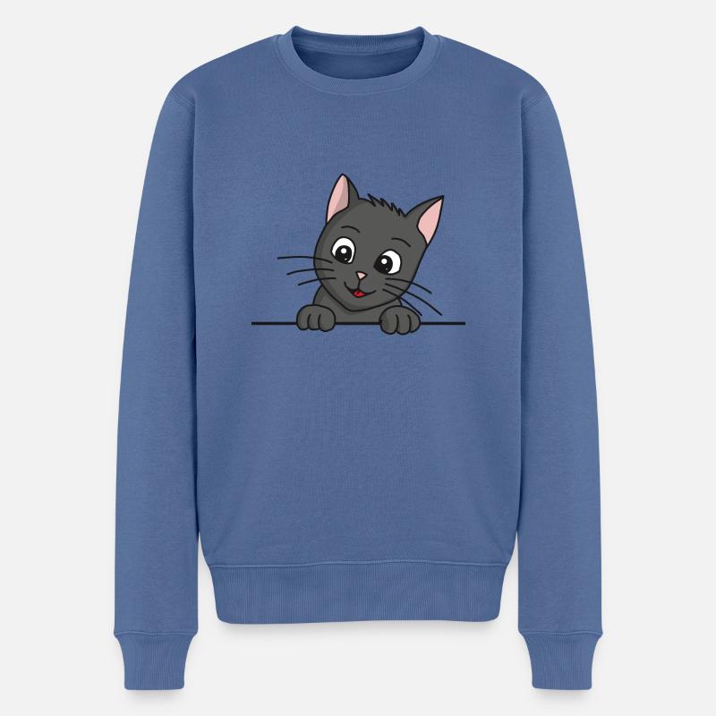 Dessin animé de chat - Pull Premium bio Homme - bleu pigeon