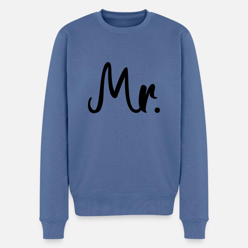 Mr and Misses Geschenkidee - Männer Premium Bio Pullover - Taubenblau
