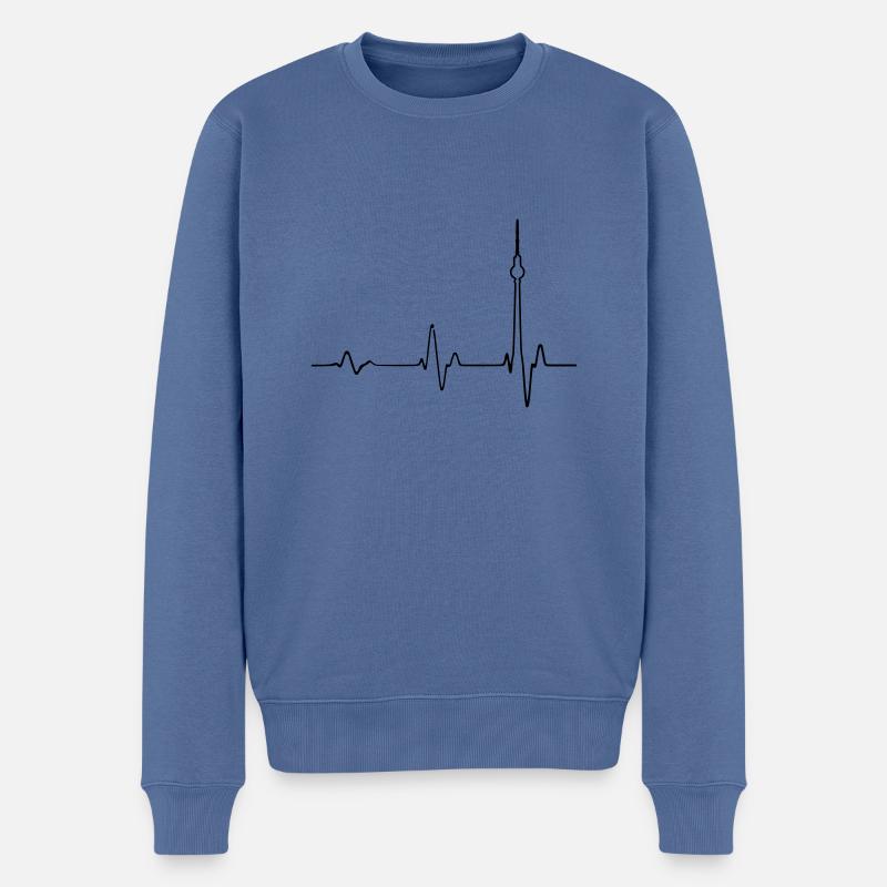 Fernsehturm Berlin Puls - Männer Premium Bio Pullover - Taubenblau