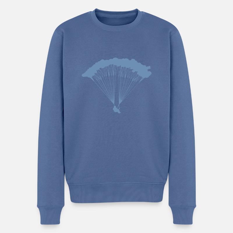 Fallschirmspringer in Wolken Silhouette - Männer Premium Bio Pullover - Taubenblau
