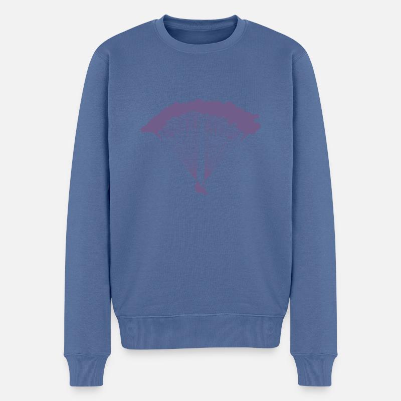 Parachutiste en silhouette nuageuse - Pull Premium bio Homme - bleu pigeon