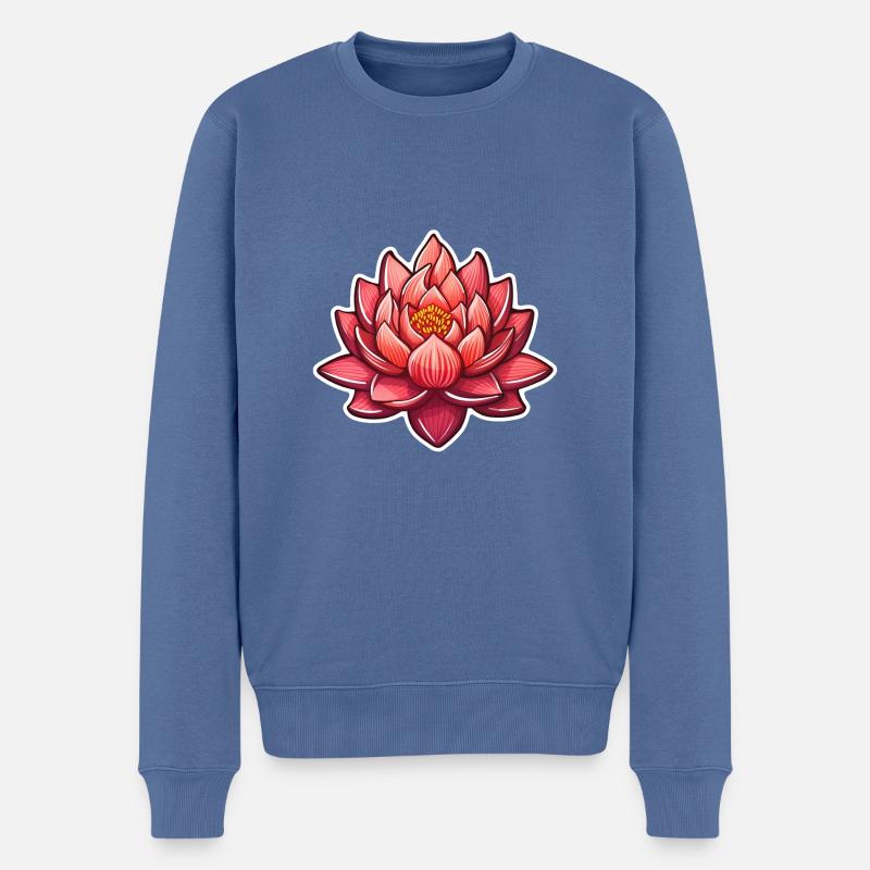 Lotusblüte - Männer Premium Bio Pullover - Taubenblau