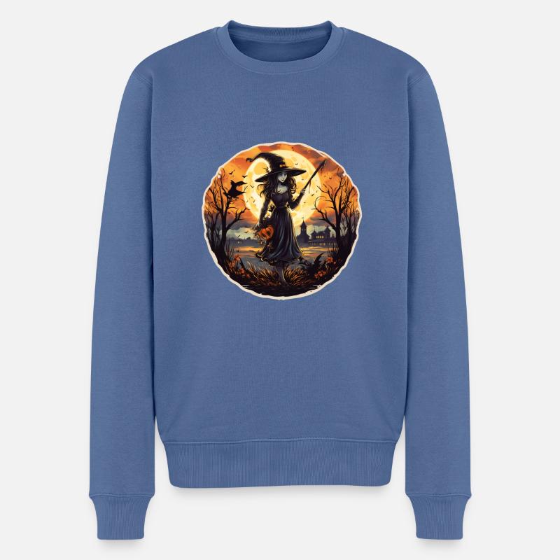 Halloween Hexe - Männer Premium Bio Pullover - Taubenblau