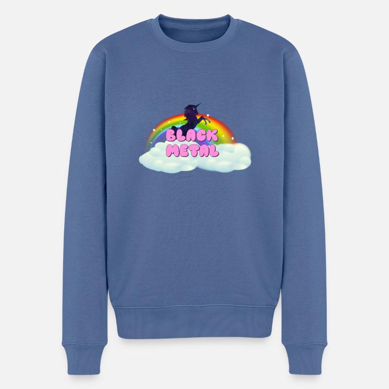 Black Metal Regenbogen Einhorn - Männer Premium Bio Pullover - Taubenblau