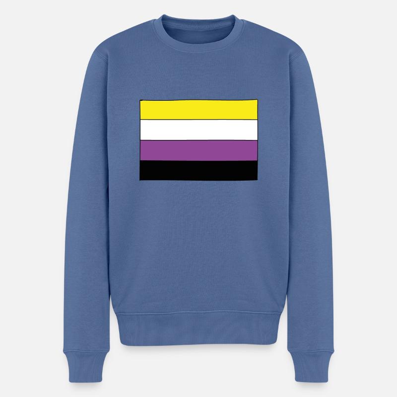 Nonbinary Flagge - Männer Premium Bio Pullover - Taubenblau