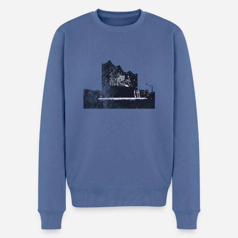 Elbphilharmonie - Männer Premium Bio Pullover - Taubenblau
