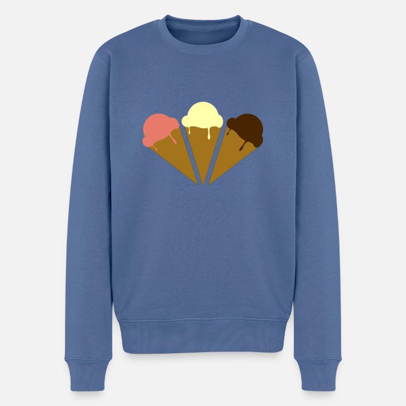 Crème glacée - Pull Premium bio Homme - bleu pigeon