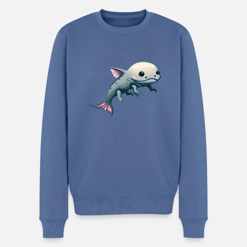 Mignon Kawaii Axolotl - Pull Premium bio Homme - bleu pigeon