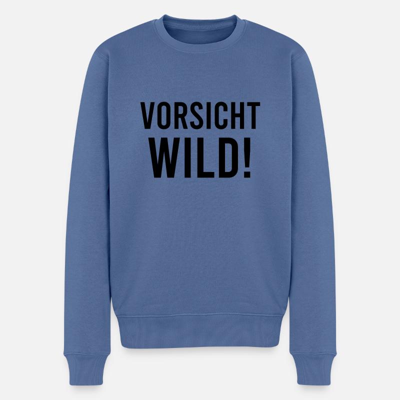 Vorsicht Wild! - Männer Premium Bio Pullover - Taubenblau