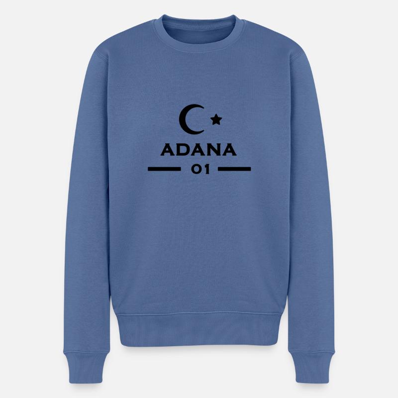 Adana - Männer Premium Bio Pullover - Taubenblau