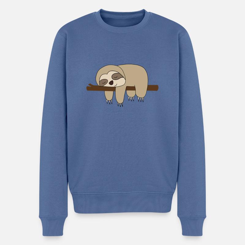 Sleeping Sloth Comic Gift Idea - Men's Premium Organic Jumper - stone blue