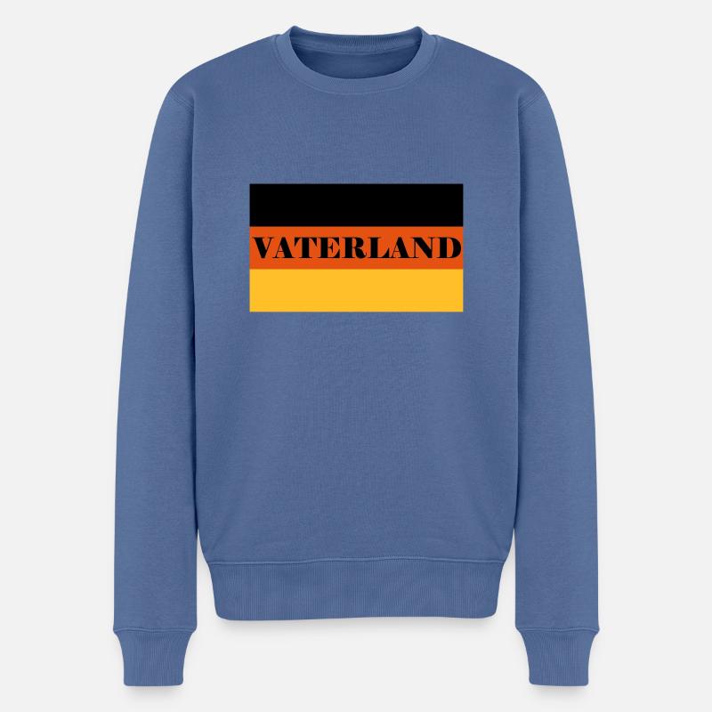 Vaterland - Männer Premium Bio Pullover - Taubenblau