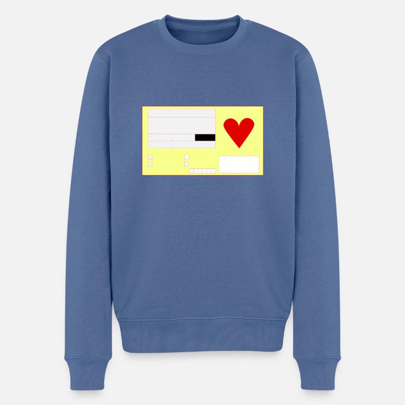 Gelber Schein - Männer Premium Bio Pullover - Taubenblau
