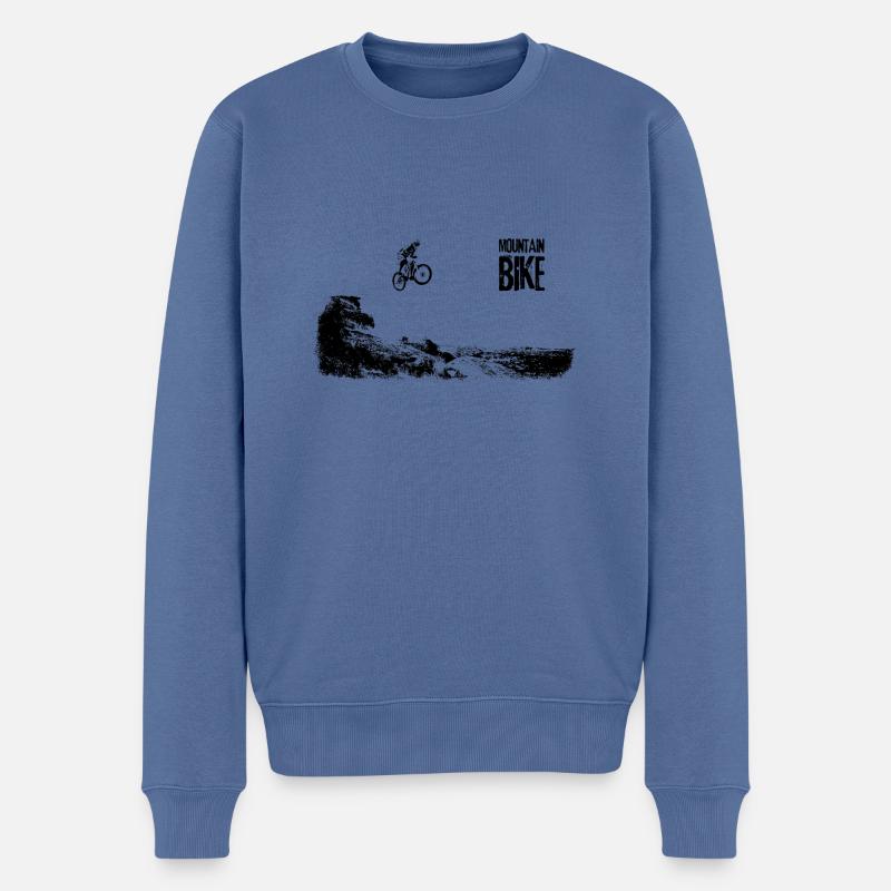Mountainbike - Männer Premium Bio Pullover - Taubenblau
