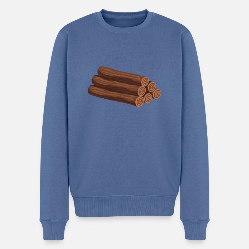 Stapel Holzscheite dunkelbraun - Männer Premium Bio Pullover - Taubenblau