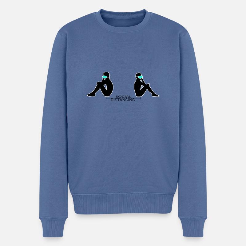SOZIALE DISTANZIERUNG - Männer Premium Bio Pullover - Taubenblau