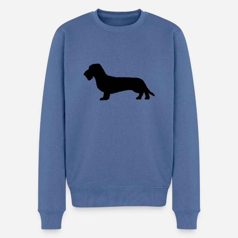 Teckel Teckel Chien Teckel à poil dur isolé - Pull Premium bio Homme - bleu pigeon