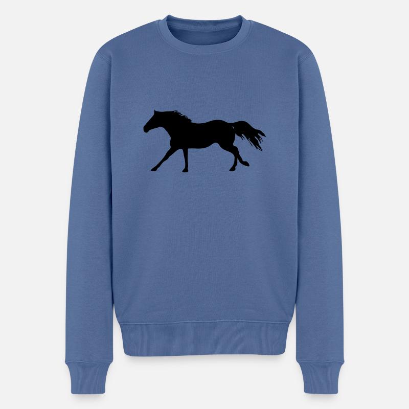 Pferd-QH-Galopp - Männer Premium Bio Pullover - Taubenblau