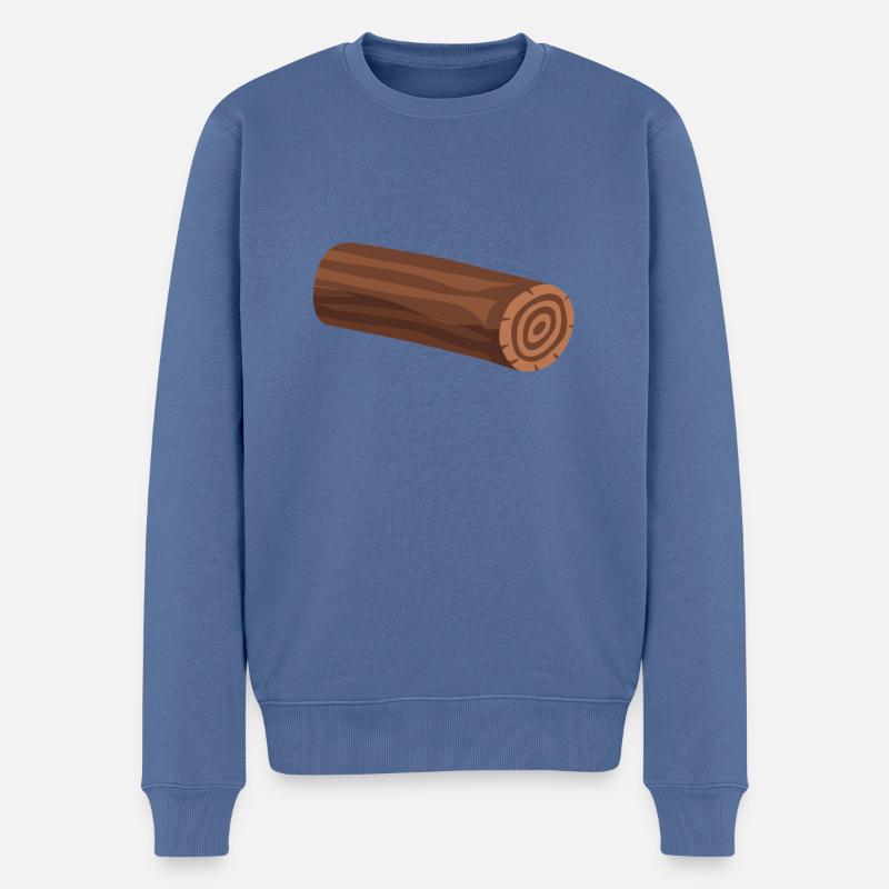 Holzscheit Holzklotz liegend - Männer Premium Bio Pullover - Taubenblau