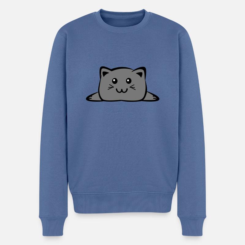 Cat Chibi - Männer Premium Bio Pullover - Taubenblau