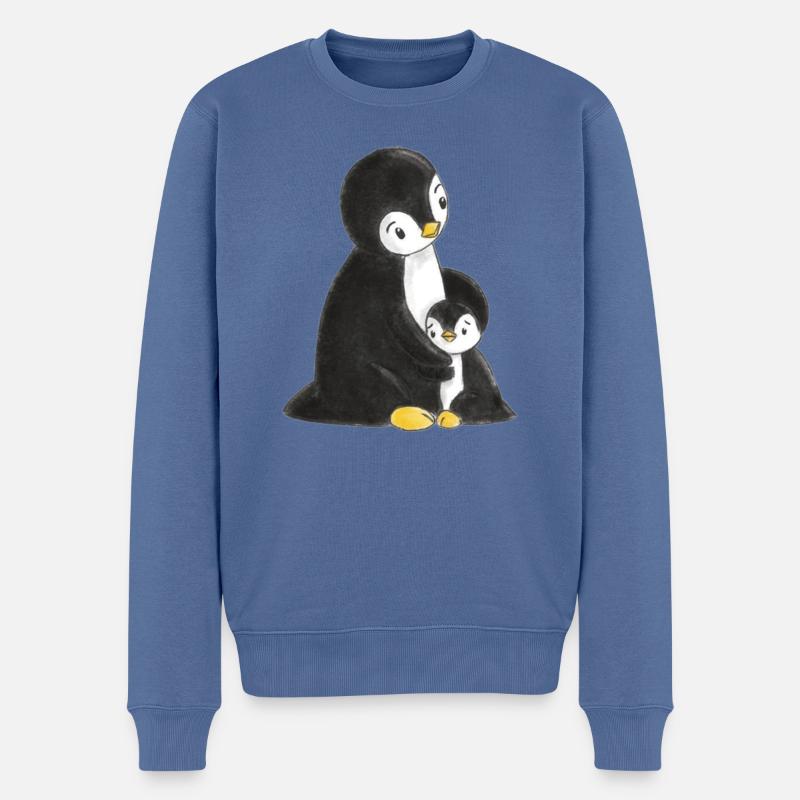 Pinguine kuscheln - Männer Premium Bio Pullover - Taubenblau