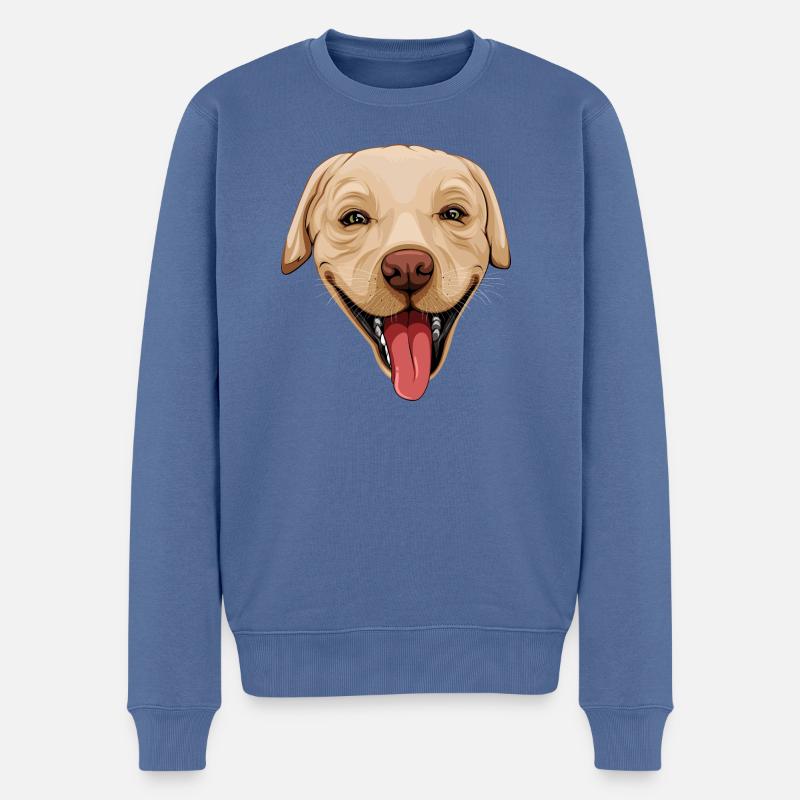 Heureux Labrador - Pull Premium bio Homme - bleu pigeon