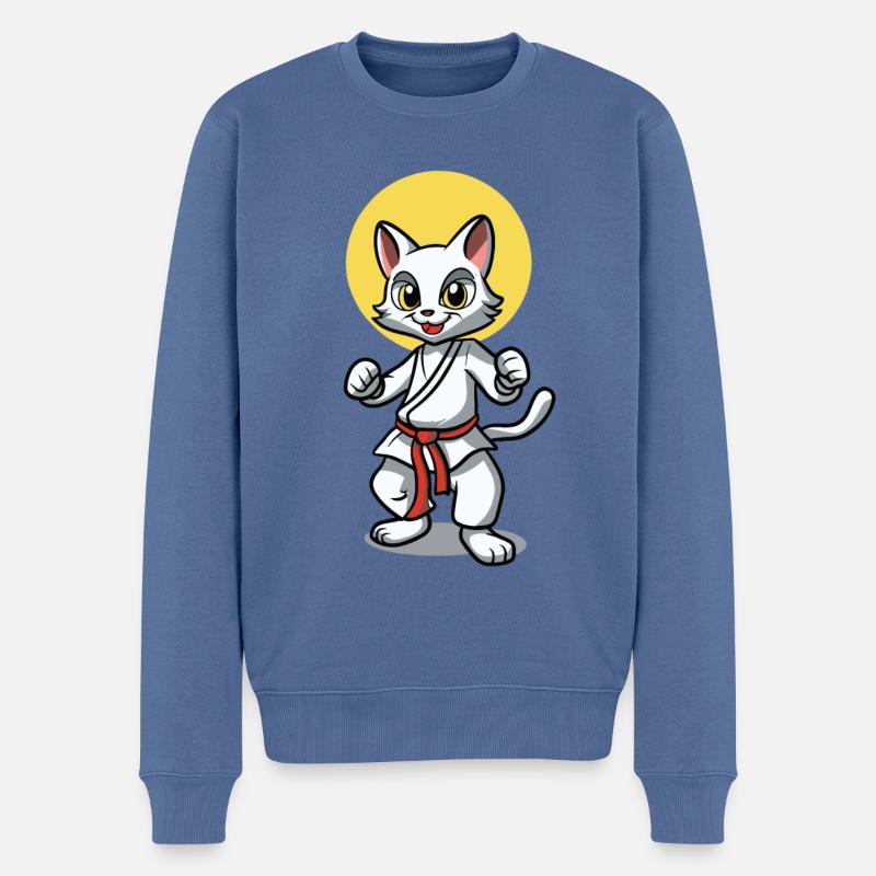 Chat de combat - Pull Premium bio Homme - bleu pigeon