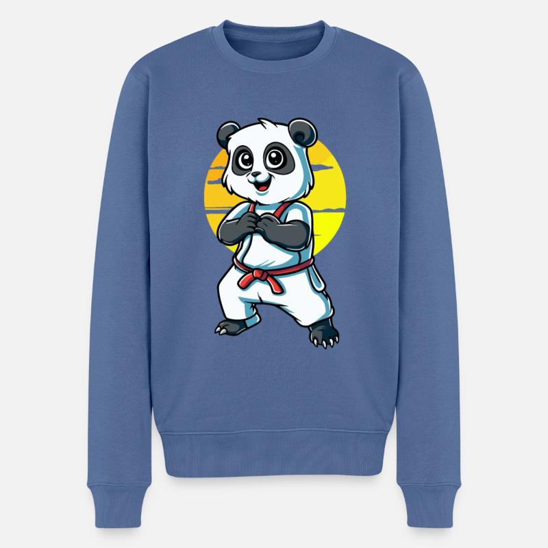 Panda mignon d’arts martiaux - Pull Premium bio Homme - bleu pigeon