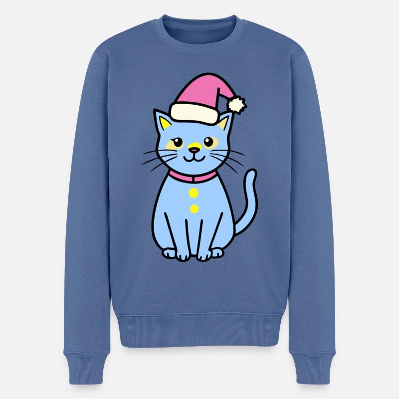 Meowy Christmas - Geschenk mit Katze - Männer Premium Bio Pullover - Taubenblau