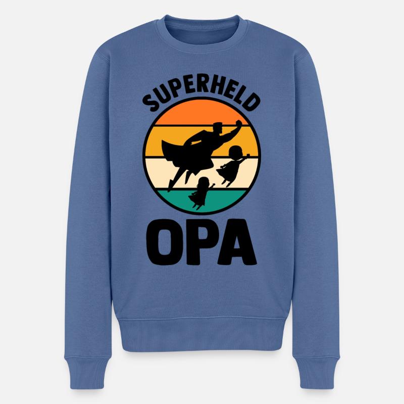 Papy Papy - Pull Premium bio Homme - bleu pigeon