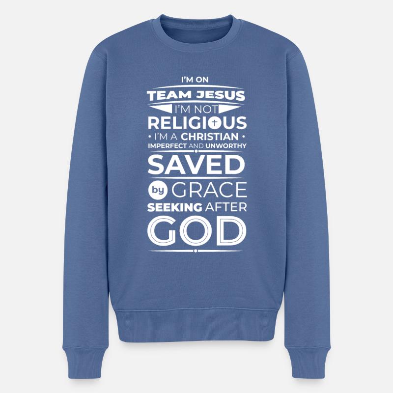 Team Jesus - Männer Premium Bio Pullover - Taubenblau