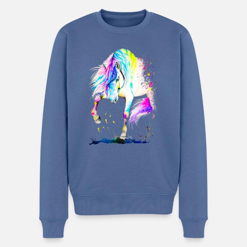 Cheval espagnol - Pull Premium bio Homme - bleu pigeon