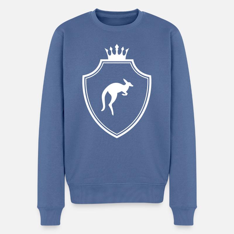 Känguru Wappen - Männer Premium Bio Pullover - Taubenblau