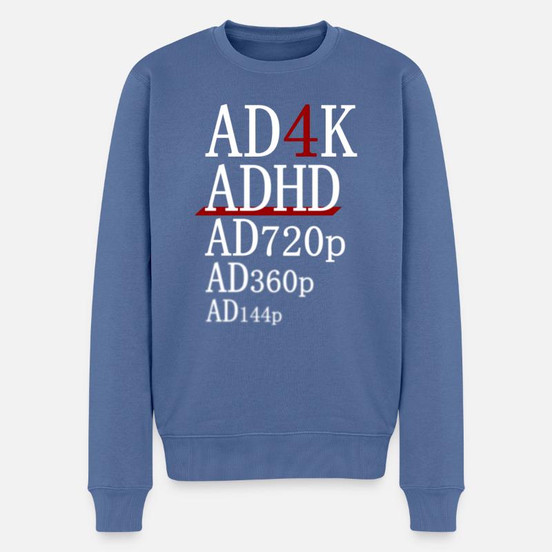 TDAH - AD4K - Pull Premium bio Homme - bleu pigeon