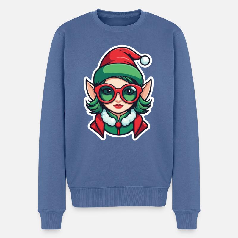 Dessin de Noël elfe - Pull Premium bio Homme - bleu pigeon