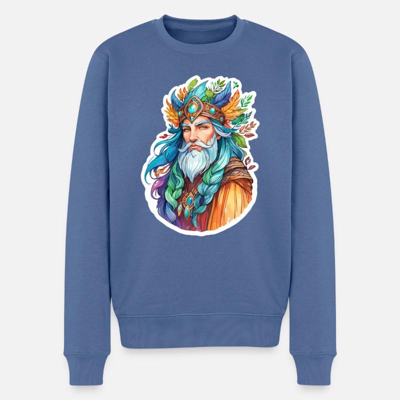 Aquarelles de druide - Pull Premium bio Homme - bleu pigeon