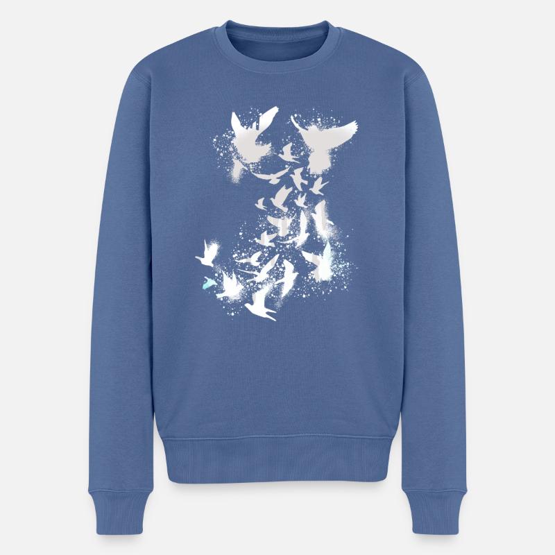 sourds,pigeons,oiseaux,vole d’oiseau,blanc,graffiti, - Pull Premium bio Homme - bleu pigeon