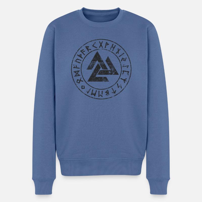 Wikinger Symbole - Männer Premium Bio Pullover - Taubenblau