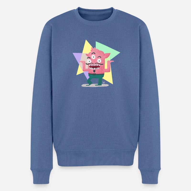 Dancing Monster - Männer Premium Bio Pullover - Taubenblau