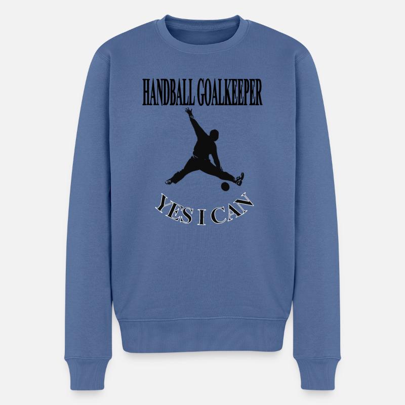 ich bin Handball Torwart Handball spielen Geschenk - Männer Premium Bio Pullover - Taubenblau
