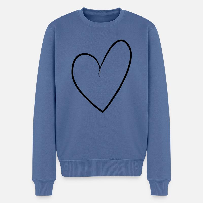 romantisches geschwungenes Herz für Valetninstag - Männer Premium Bio Pullover - Taubenblau
