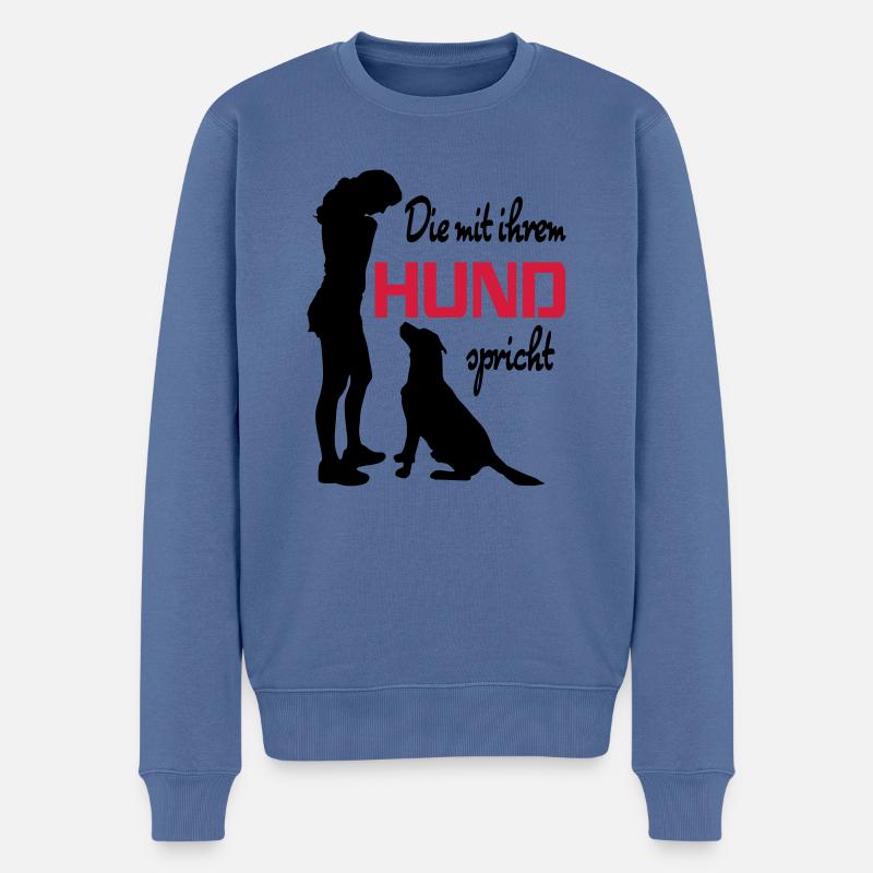 Mit Hund sprechen - Männer Premium Bio Pullover - Taubenblau