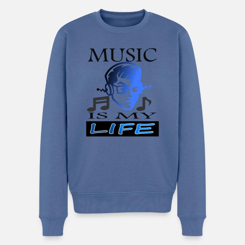 Musik ist mein Leben Musiker Musikschule Geschenk - Männer Premium Bio Pullover - Taubenblau