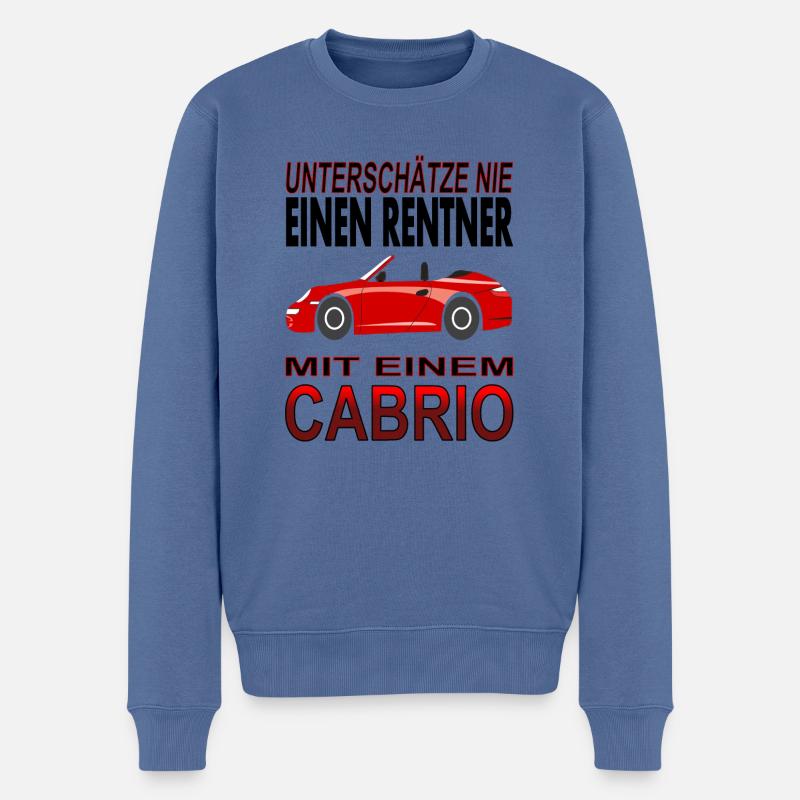 Rentner mit Cabrio Cabriolet-Fahrer Geschenkidee - Männer Premium Bio Pullover - Taubenblau
