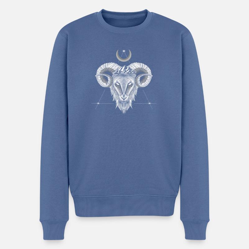 Widder Power - Männer Premium Bio Pullover - Taubenblau