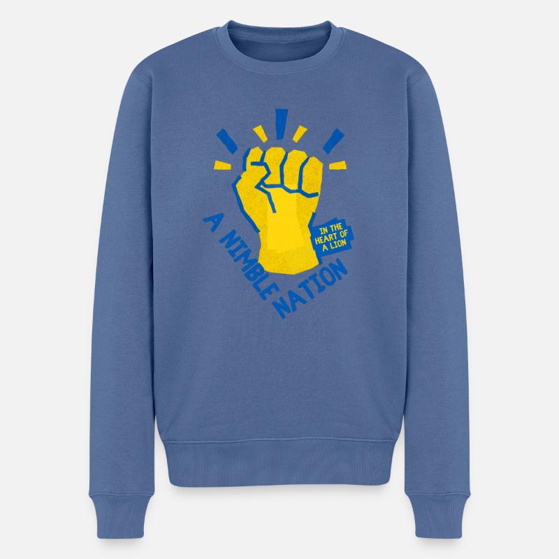 Ukraine - Männer Premium Bio Pullover - Taubenblau