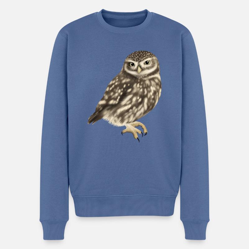 Steinkauz Eule Athene Noctua - Männer Premium Bio Pullover - Taubenblau