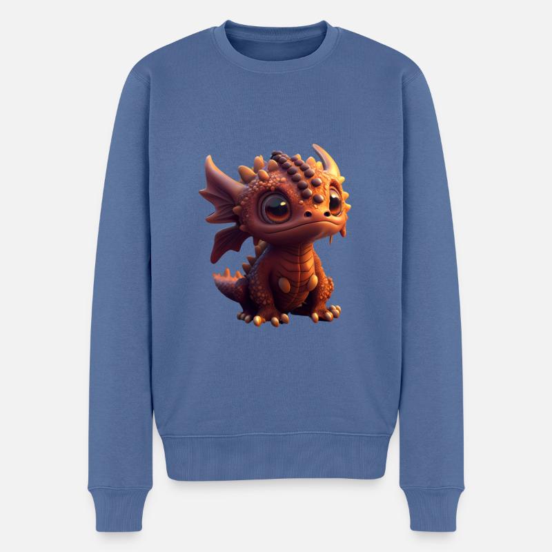 Kleiner Süßer Drache 3 - Männer Premium Bio Pullover - Taubenblau