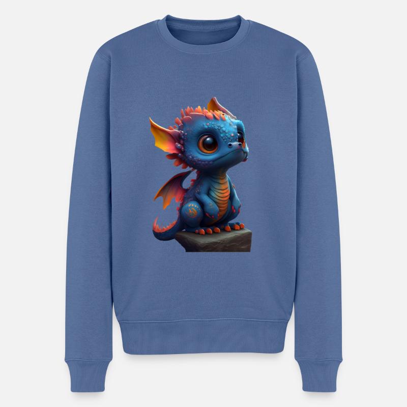 Kleiner Süßer Drache 4 - Männer Premium Bio Pullover - Taubenblau