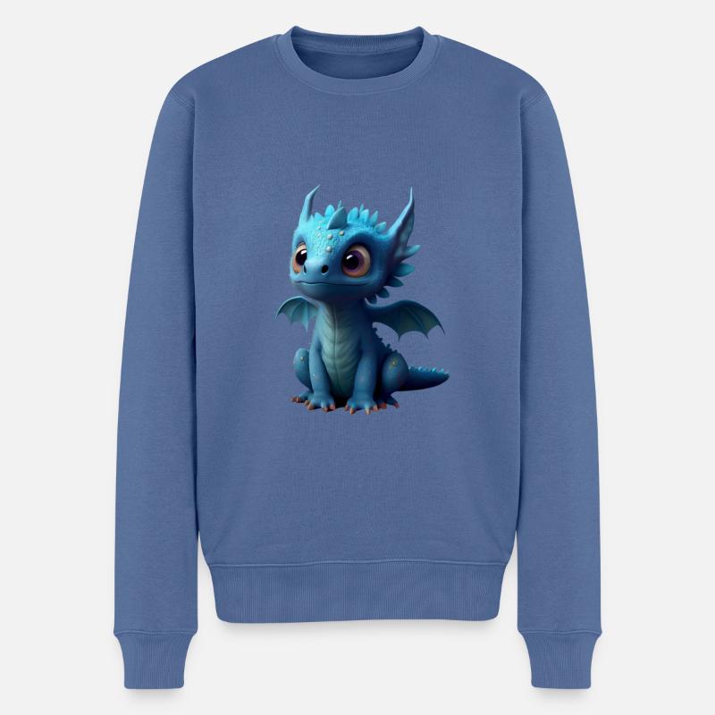 Kleiner Süßer Drache 6 - Männer Premium Bio Pullover - Taubenblau